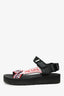 Prada Black Nomad Logo Print Flat Sandals Size 36.5