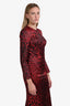 Dolce & Gabbana Burgundy Leopard Print Long Sleeve Buster Dress Size 44