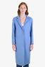 Sandro Blue Wool Blend Single Breast Midi Coat Size 36