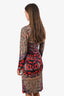 Etro Red/Multicolour V-Neck Long Sleeve Knee Length Dress Size 40