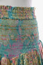 Mini-jupe étagée à taille froncée Hemant & Nandita à motif floral bleu/doré multicolore, taille S