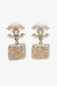 Pre-loved Chanel™ Gold Tone Crystal CC Square Drop Earrings