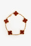 Van Cleef & Arpels 18K Gold Carnelian 5-Motif Alhambra Bracelet