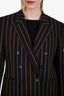 Saint Laurent 2020 Navy/Yellow Pinstriped Double Breasted Blazer Size 48