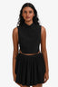 Erdem Black Silk Embroidered Colour Open Side Crop Top Size S
