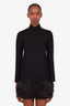 Louis Vuitton Black Wool Turtleneck Feather Trim Mini Dress Size S
