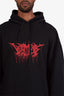 Vetements AW17 Black Heavy Metal Tour Logo Hoodie Size L Mens