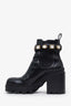 Gucci Black Leather Crystal Embellished Ankle Boots Size 37.5