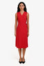 Theory Red Linen Blend A-Line Wrap Dress Size 2