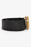 Gucci Black Leather Crystal Embellished GG Marmont Extra Wide Belt Size 75/30