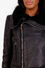 Rick Owens Black Lambskin Leather and Shearling Bomber Jacket Size 8