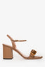 Gucci Taupe Leather Marmont Sandal Block Heels Size 38