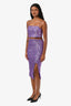 Rotate Birger Christensen Purple Sequin Cropped Sleeveless Top & Midi Skirt Set Size 2