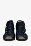 Christian Dior 2016 Navy Blue Silk Peep Toe Slingback Heels Size 38.5