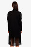 Salvatore Ferragamo Black Ribbed Knit Cutout and Fringe Hem Dress Size M