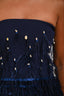 Staud Navy Feather Trimmed Shell Embellishments 'Kirsten' Strapless Top Size XS