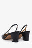 Pre-loved Chanel™ Black Goatskin Leather Cap Toe CC Slingback Heels Size 36