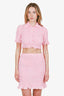 Miu Miu Pink Crinkled Cropped Blouse + Midi Skirt Set Size 38/40