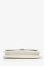 Saint Laurent White Grained Leather Chevron Envelope Wallet on Chain