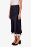 Doen Navy Silk Lace Midi Skirt Size XXL