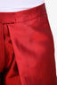 Greta Constantine Red Silk Wool High Rise Shorts Size 6