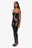 Saint Laurent 2022 Dark Brown Sequin Strapless Skinny Leg Jumpsuit Size Medium