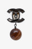 Pre-loved Chanel™ Brown/Silver CC Resin Drop Earrings