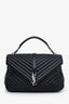 Saint Laurent Black Chevron Leather Loulou Puffer Shoulder Bag