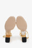 Gucci Gold Crystal GG Block Heeled Sandals Size 38.5