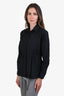 Max Mara Black Poplin Leather Toggle Top Size 4