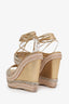 Stuart Weitzman Metallic Leather Lace Up Wedge Heeled Sandals Size 36