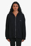 Balenciaga Black Cotton Logo Zip Up Hoodie Size XS