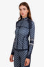 Christian Dior Navy Oblique Mock Neck Athletic Zip Up Shirt Size XS