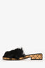 Pre-Loved Chanel™ 2022 Black Faux Fur CC Sandals Size 38