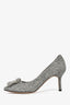 Manolo Blahnik Grey Wool Hangisi Heels Size 36