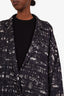 Max Mara Navy Patterned Button Up Overcoat Size 12