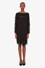 Diane von Furstenberg Black Lace Long Sleeve Midi Dress Size 12