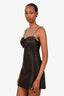 Self-Portrait Black Satin Bow Detailed Mini Dress With Crystal Straps Size 0