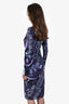Emilio Pucci Purple/Teal Printed Rouched Midi Dress Size 12