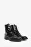 Christian Dior Black Patent Leather Crystal Detail Combat Boots Size 41