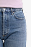 Agolde Light Wash Blue Denim 90's Pinch Distressed Fray Raw Hem Jeans Size 28
