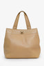 Pre-loved Chanel™ 2002-03 Beige Lambskin Turnlock CC 2Way Tote Bag With Strap