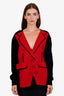 Sonia Rykiel Black/Red Wool Cashmere V-Neck Button Up Sweater Size M