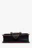 Miu Miu Black Madras Leather Crystal Embellished Buckle Flap Shoulder Bag
