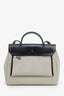 Hermès Black/Beige Canvas Leather Herbag 31