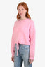 Maje Pink Wool Blend Cropped Knit Drawstring Sweater Size 1