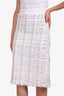 Thom Browne White Tweed Pencil Skirt with Fray Size 6