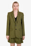 Frame Green Cotton Linen Everyday Blazer Size 4