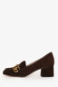 Gucci Brown Suede Fringe Marmont Block Heels Size 38