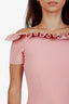 Alexander McQueen Pink Ruffle Collar Short Sleeve Midi Dress Size S